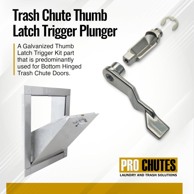 Pro Chutes زناد قفل دافعة فتحة القمامة - مقبض باب مفصلي سفلي 1-5/8 و 1-21/32 بوصة فضي لجزء أنبوبي لويلكنسون وغيرها من القمامة والنفايات المصنوعة من الفولاذ المقاوم للصدأ (المجلفن) - Image 3